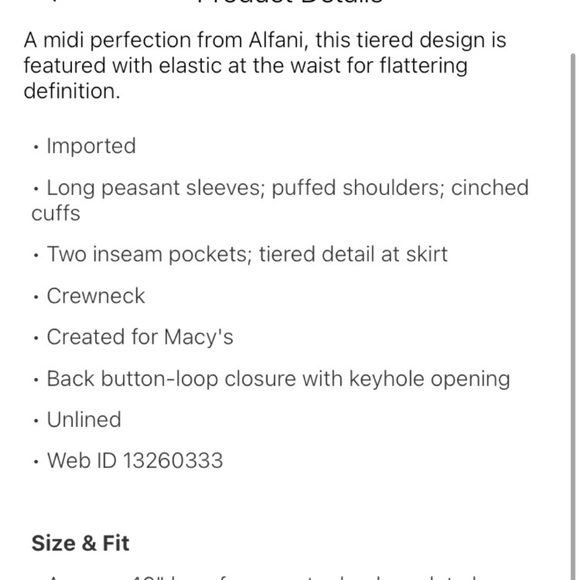 Alfani Midi/Maxi Dress light blue periwinkle tiered poly solid - Picture 2 of 4